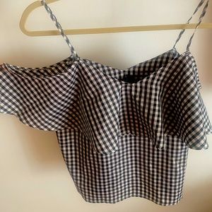 Checkered off the shoulder flowy top